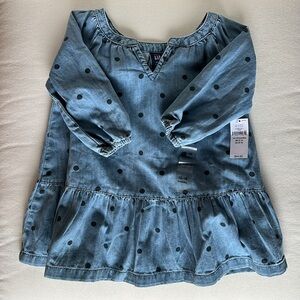 Babygap Chambray Denim Polka Dot Tunic Dress NWT 12-18m